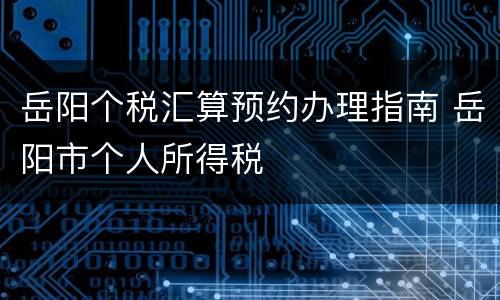 岳阳个税汇算预约办理指南 岳阳市个人所得税