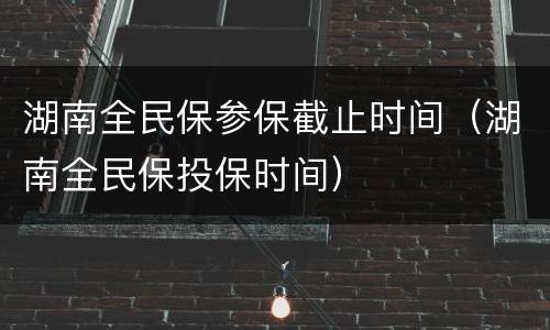 湖南全民保参保截止时间（湖南全民保投保时间）