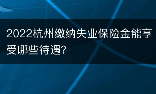 2022杭州缴纳失业保险金能享受哪些待遇？