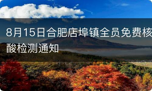 8月15日合肥店埠镇全员免费核酸检测通知