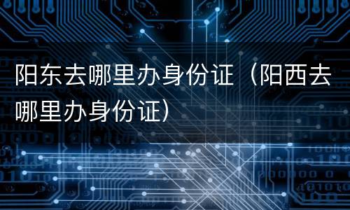 阳东去哪里办身份证（阳西去哪里办身份证）