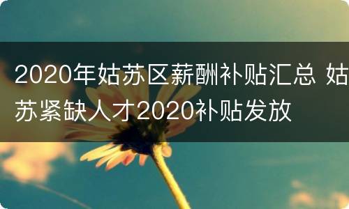 2020年姑苏区薪酬补贴汇总 姑苏紧缺人才2020补贴发放