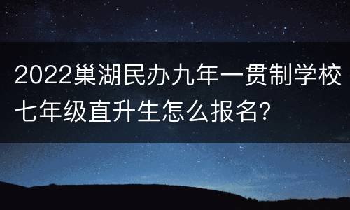 2022巢湖民办九年一贯制学校七年级直升生怎么报名？