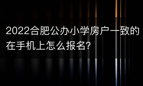2022合肥公办小学房户一致的在手机上怎么报名？