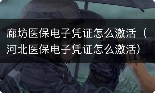 廊坊医保电子凭证怎么激活（河北医保电子凭证怎么激活）