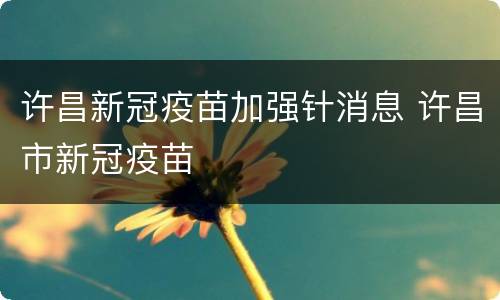 许昌新冠疫苗加强针消息 许昌市新冠疫苗