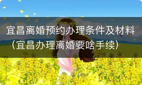 宜昌离婚预约办理条件及材料（宜昌办理离婚要啥手续）