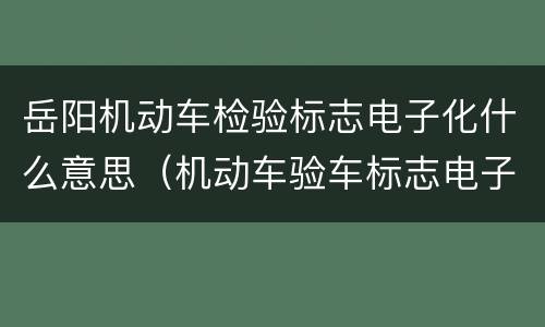 岳阳机动车检验标志电子化什么意思（机动车验车标志电子化）