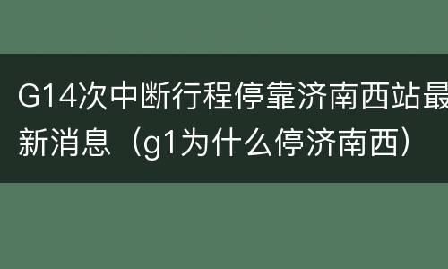 G14次中断行程停靠济南西站最新消息（g1为什么停济南西）