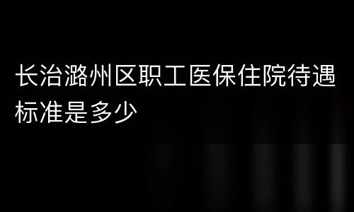 长治潞州区职工医保住院待遇标准是多少