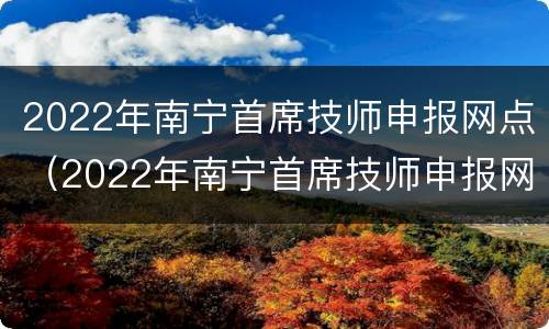 2022年南宁首席技师申报网点（2022年南宁首席技师申报网点查询）