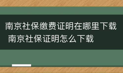 南京社保缴费证明在哪里下载 南京社保证明怎么下载