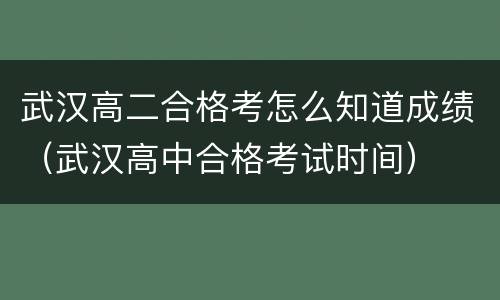 武汉高二合格考怎么知道成绩（武汉高中合格考试时间）
