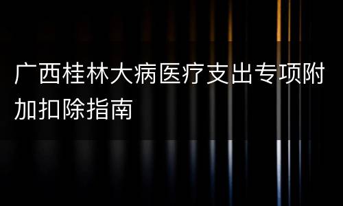 广西桂林大病医疗支出专项附加扣除指南