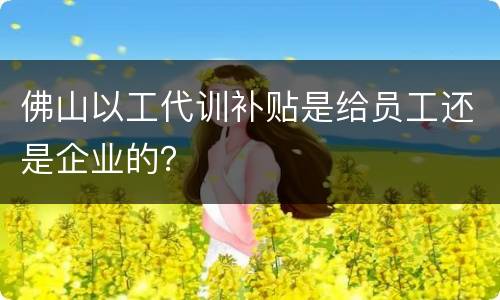 佛山以工代训补贴是给员工还是企业的？