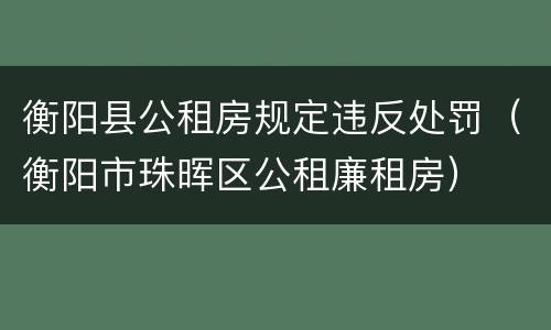 衡阳县公租房规定违反处罚（衡阳市珠晖区公租廉租房）