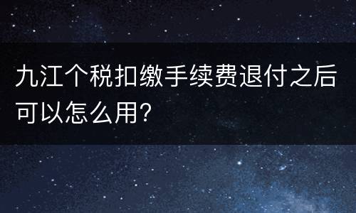 九江个税扣缴手续费退付之后可以怎么用?