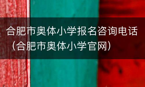 合肥市奥体小学报名咨询电话（合肥市奥体小学官网）