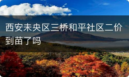 西安未央区三桥和平社区二价到苗了吗