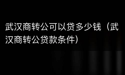 武汉商转公可以贷多少钱（武汉商转公贷款条件）