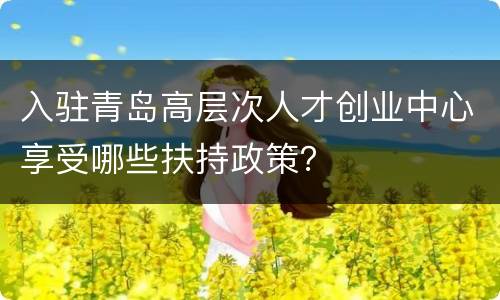 入驻青岛高层次人才创业中心享受哪些扶持政策？