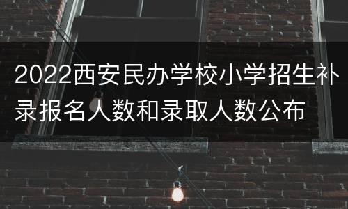 2022西安民办学校小学招生补录报名人数和录取人数公布