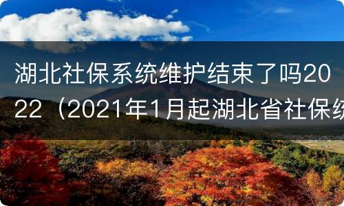 湖北社保系统维护结束了吗2022（2021年1月起湖北省社保统一）
