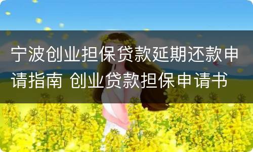 宁波创业担保贷款延期还款申请指南 创业贷款担保申请书