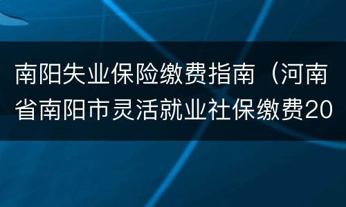 南阳失业保险缴费指南（河南省南阳市灵活就业社保缴费2018年）