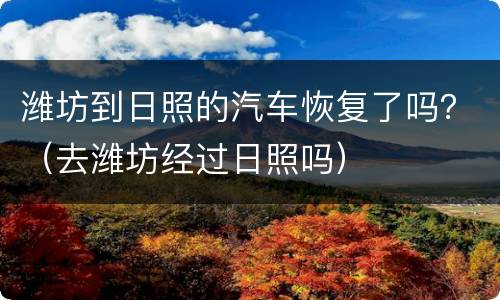 潍坊到日照的汽车恢复了吗？（去潍坊经过日照吗）