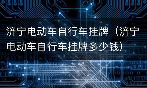 济宁电动车自行车挂牌（济宁电动车自行车挂牌多少钱）