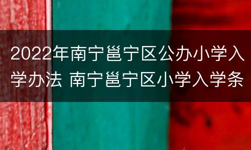 2022年南宁邕宁区公办小学入学办法 南宁邕宁区小学入学条件2020