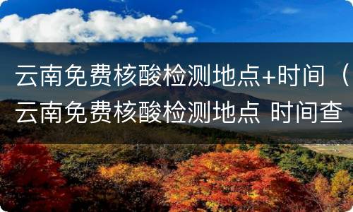 云南免费核酸检测地点+时间（云南免费核酸检测地点 时间查询）