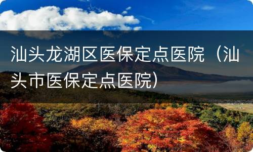 汕头龙湖区医保定点医院（汕头市医保定点医院）