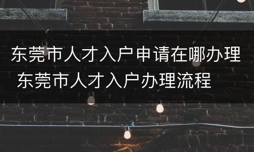 东莞市人才入户申请在哪办理 东莞市人才入户办理流程