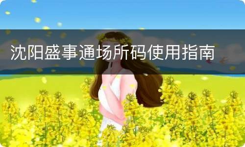 沈阳盛事通场所码使用指南