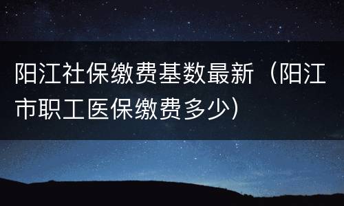 阳江社保缴费基数最新（阳江市职工医保缴费多少）