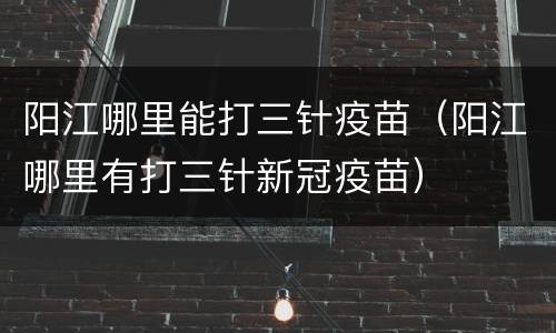 阳江哪里能打三针疫苗（阳江哪里有打三针新冠疫苗）