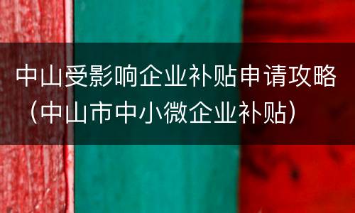 中山受影响企业补贴申请攻略（中山市中小微企业补贴）