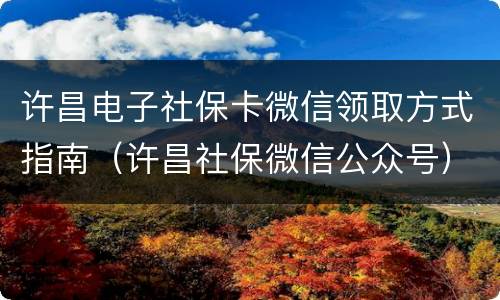 许昌电子社保卡微信领取方式指南（许昌社保微信公众号）