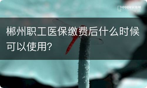 郴州职工医保缴费后什么时候可以使用？