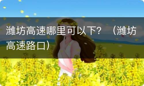 潍坊高速哪里可以下？（潍坊高速路口）