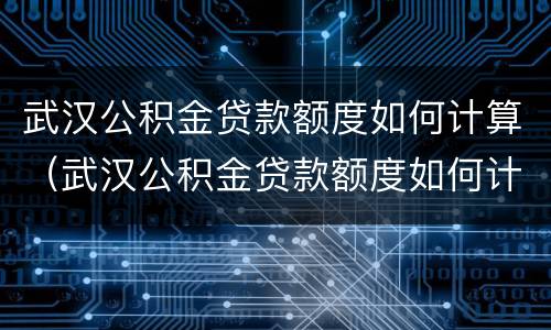 武汉公积金贷款额度如何计算（武汉公积金贷款额度如何计算出来）