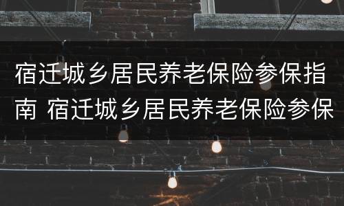 宿迁城乡居民养老保险参保指南 宿迁城乡居民养老保险参保指南查询