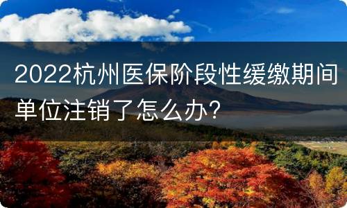 2022杭州医保阶段性缓缴期间单位注销了怎么办?