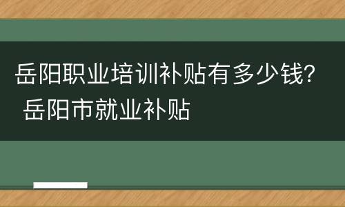 岳阳职业培训补贴有多少钱？ 岳阳市就业补贴