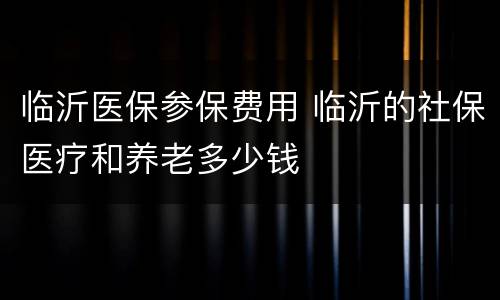临沂医保参保费用 临沂的社保医疗和养老多少钱
