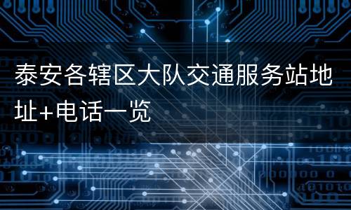 泰安各辖区大队交通服务站地址+电话一览