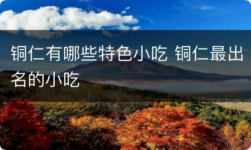 铜仁有哪些特色小吃 铜仁最出名的小吃