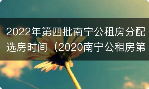 2022年第四批南宁公租房分配选房时间（2020南宁公租房第四批）
